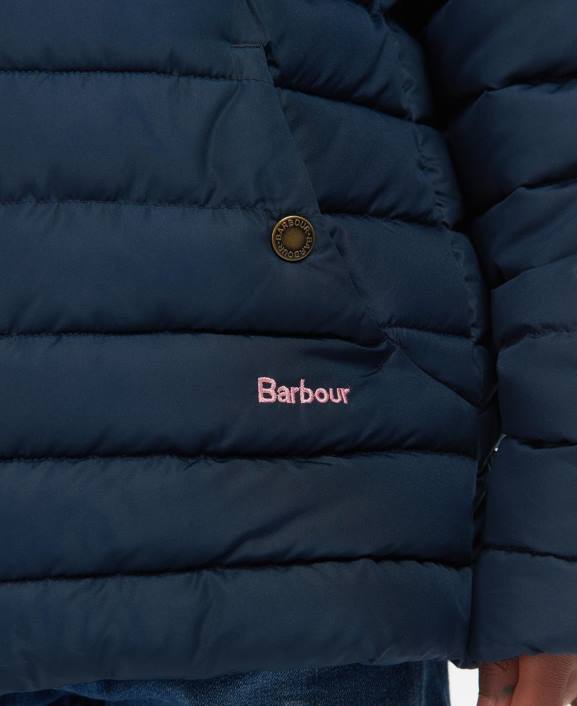 Girls Pink Punch/Retro Floral Barbour Coraline Quilted Jacket 40VB2545