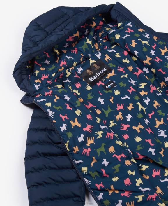 Girls Pink Punch/Retro Floral Barbour Coraline Quilted Jacket 40VB2545