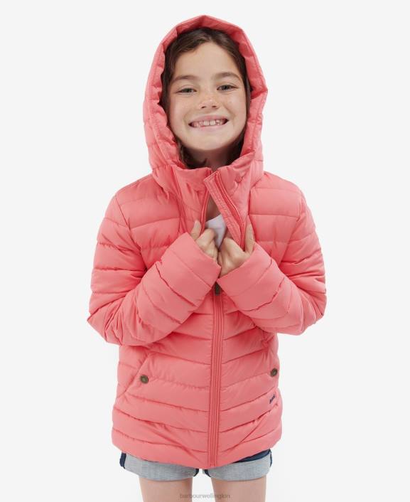 Girls Pink Punch/Retro Floral Barbour Coraline Quilted Jacket 40VB2546