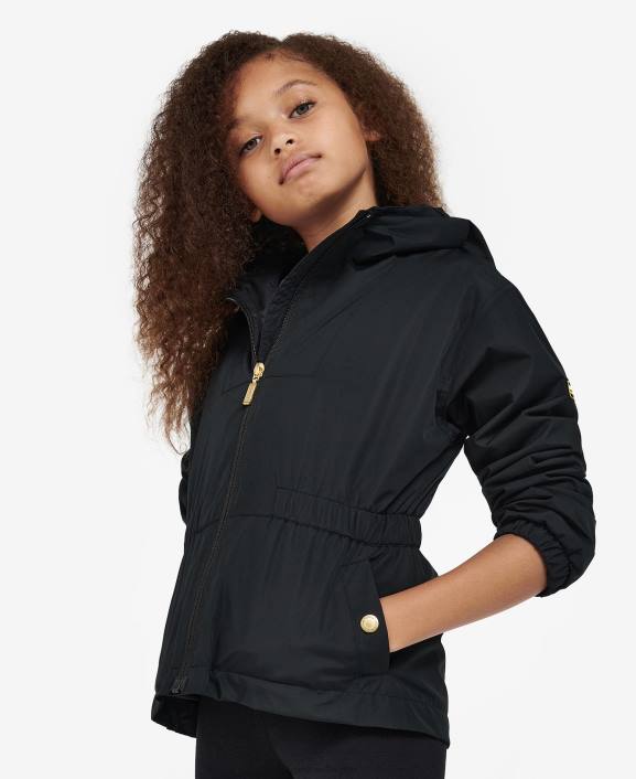 Girls Classic Black Barbour Valtteri Showerproof Jacket 40VB2558