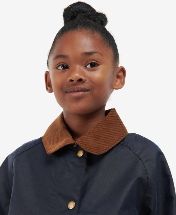 Girls Archive Olive/Retro Floral Barbour Acorn Waxed Jacket 40VB2543