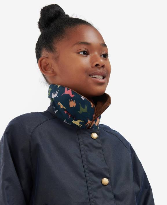 Girls Archive Olive/Retro Floral Barbour Acorn Waxed Jacket 40VB2543