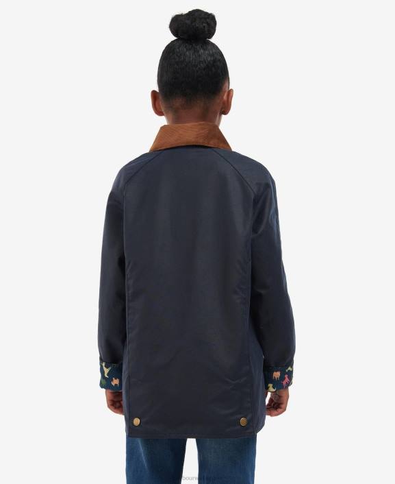 Girls Archive Olive/Retro Floral Barbour Acorn Waxed Jacket 40VB2543