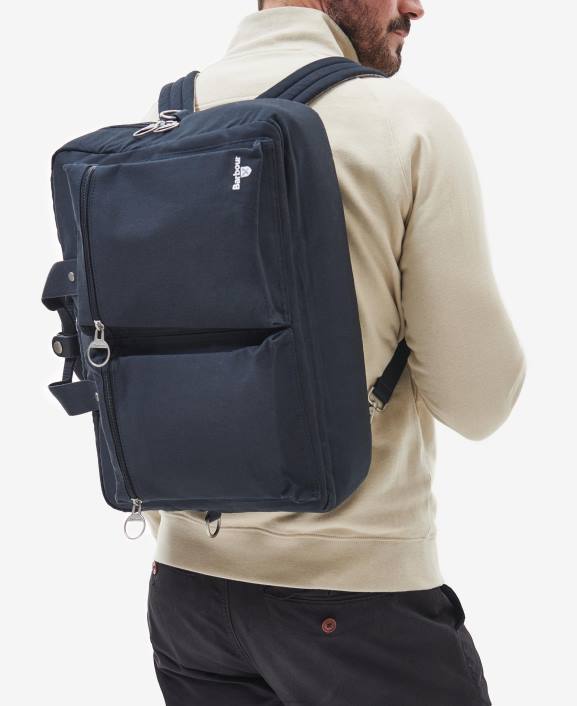 Men Classic Navy Barbour Cascade Three-Way Laptop Bag 40VB2196
