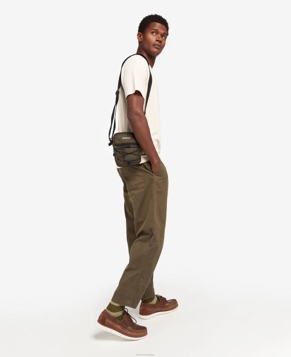 Men Olive/Black Barbour Arwin Canvas Crossbody Bag 40VB2192
