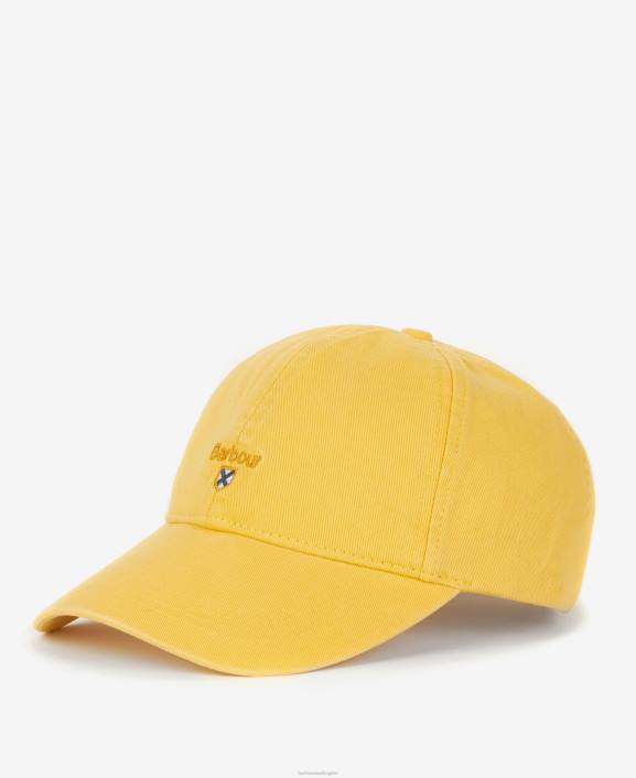 Men Sunbleached Yellow Barbour Tartan Crest Sports Cap 40VB2288