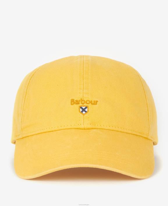 Men Sunbleached Yellow Barbour Tartan Crest Sports Cap 40VB2288