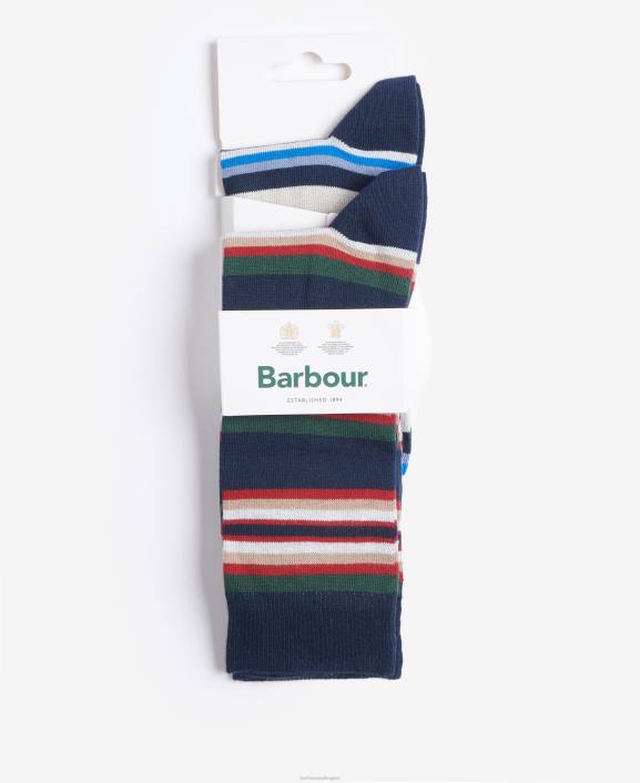 Men Navy Mix Barbour Summer Stripe Socks 40VB2369
