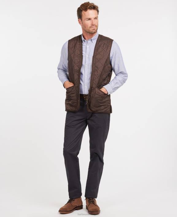Men Dark Brown Barbour Polarquilt Waistcoat/Zip-In Liner 40VB2341