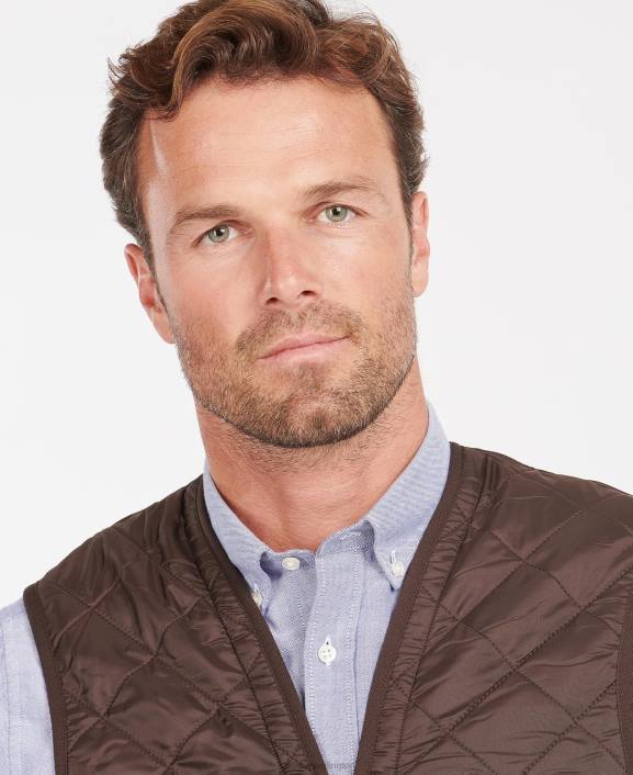 Men Dark Brown Barbour Polarquilt Waistcoat/Zip-In Liner 40VB2341