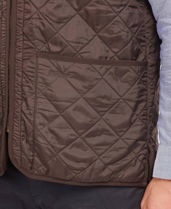 Men Dark Brown Barbour Polarquilt Waistcoat/Zip-In Liner 40VB2341