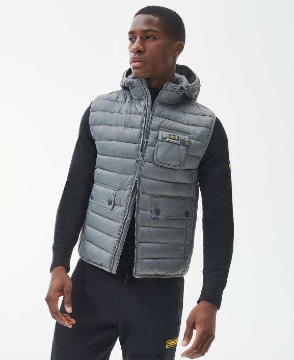 Men Mist Barbour Ousten Hooded Gilet 40VB241