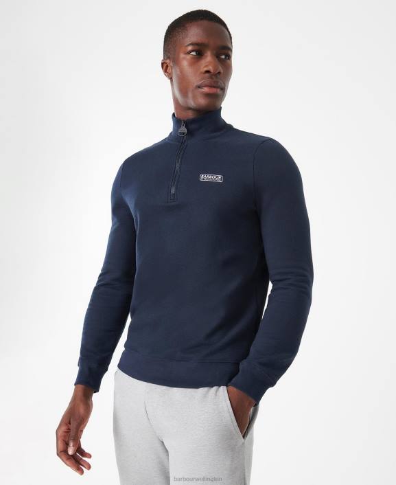 Men Black Barbour International Sweatshirt Essential Half Zip 40VB1020