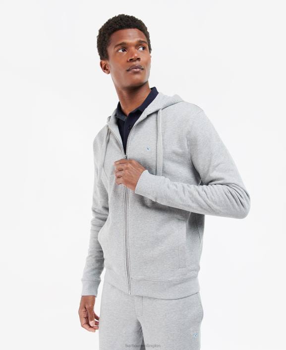 Men Grey Marl Barbour Wallington Zip Hoodie 40VB1001