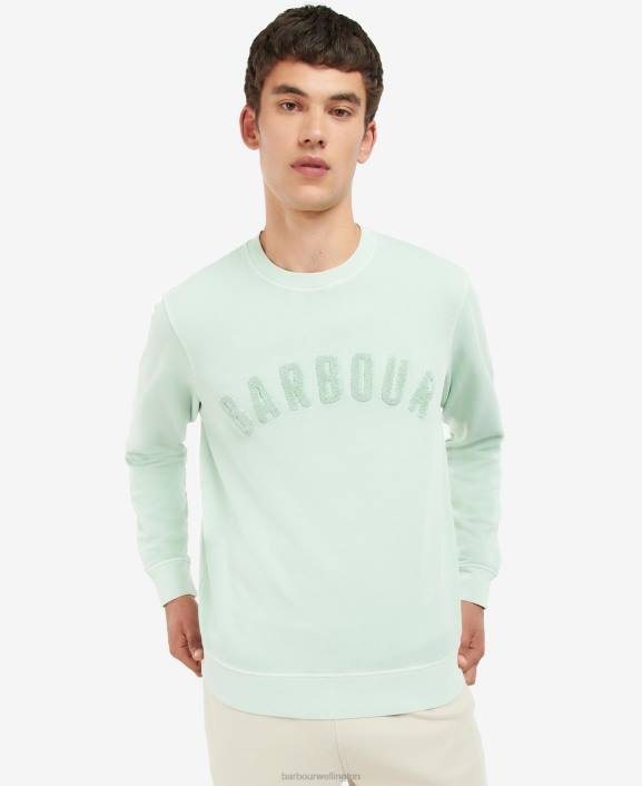 Men Powder Blue Barbour Large Logo Crew Neck Sweater 40VB1041