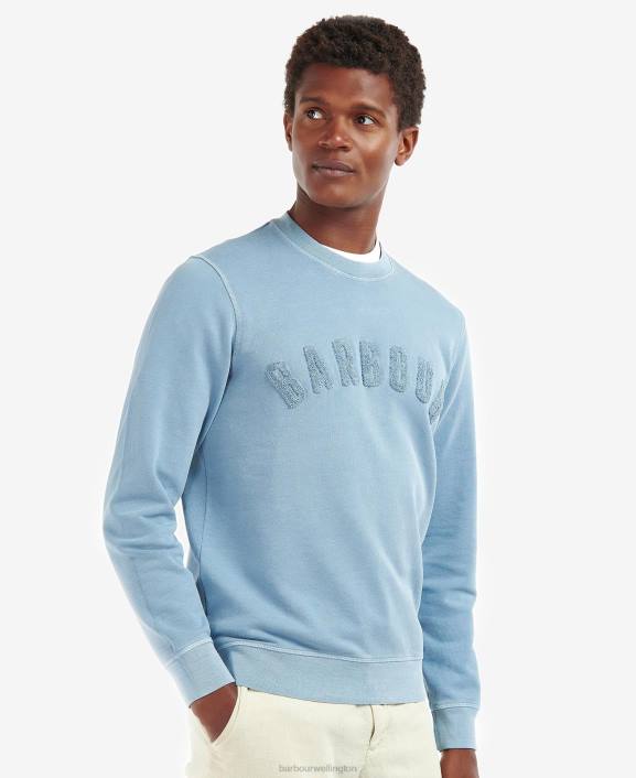 Men Powder Blue Barbour Large Logo Crew Neck Sweater 40VB1042
