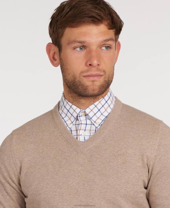 Men CobaLight Marl Barbour Pima Cotton V-Neck Sweater 40VB1091