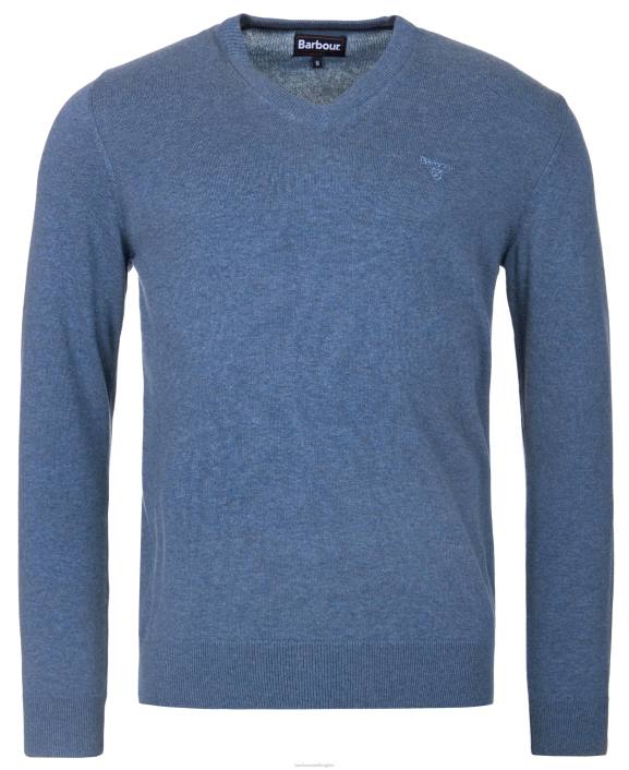 Men CobaLight Marl Barbour Pima Cotton V-Neck Sweater 40VB1097
