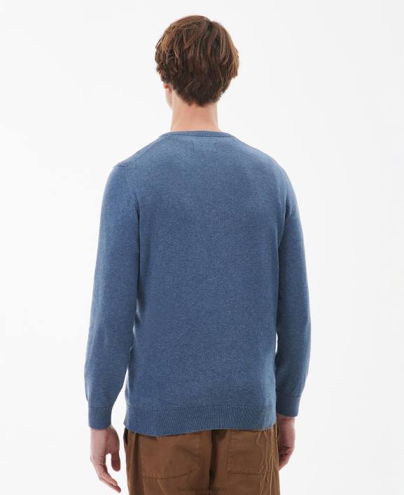 Men CobaLight Marl Barbour Pima Cotton V-Neck Sweater 40VB1097