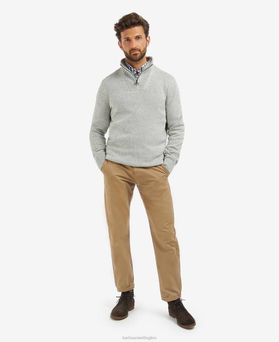 Men Duffle Bag Green Barbour Cotton Nelson Half-Zip Sweatshirt 40VB1114