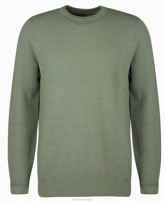 Men Washed Blue Barbour Fleming Knitted Crew Neck Jumper 40VB1128