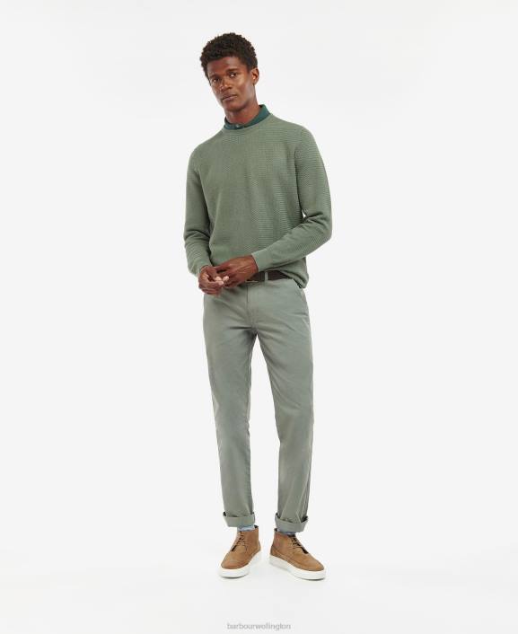 Men Washed Blue Barbour Fleming Knitted Crew Neck Jumper 40VB1128