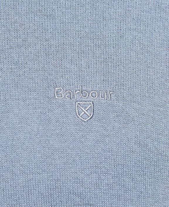 Men Washed Blue Barbour Taines Half-Zip Knitted Sweatshirt 40VB1113