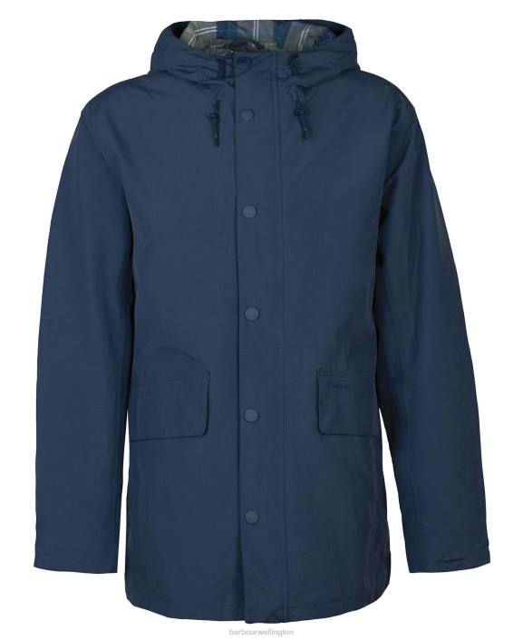 Men Classic Navy Barbour Summer City Waterproof Parka Jacket 40VB171