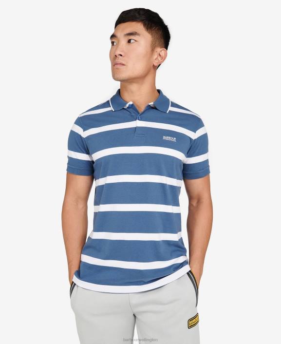Men Blue Horizon/White Barbour Cobain Striped Polo Shirt 40VB677