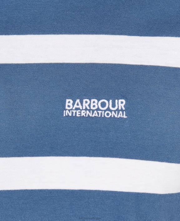 Men Blue Horizon/White Barbour Cobain Striped Polo Shirt 40VB677