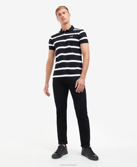 Men Blue Horizon/White Barbour Cobain Striped Polo Shirt 40VB692