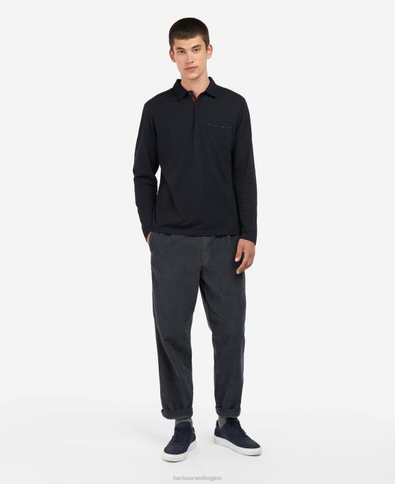 Men Dk Bordeaux Barbour Adie Long Sleeve Polo Shirt 40VB678