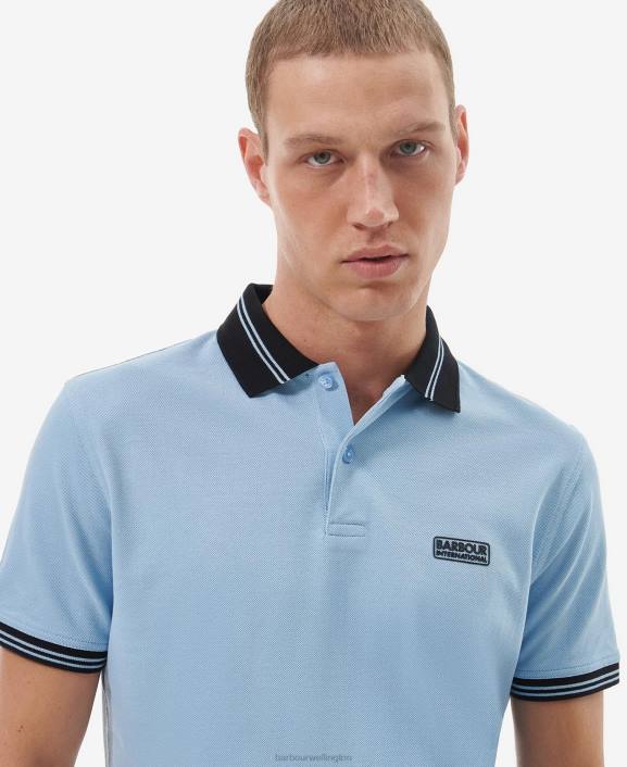 Men Faded Blue Barbour Tracker Polo Shirt 40VB670
