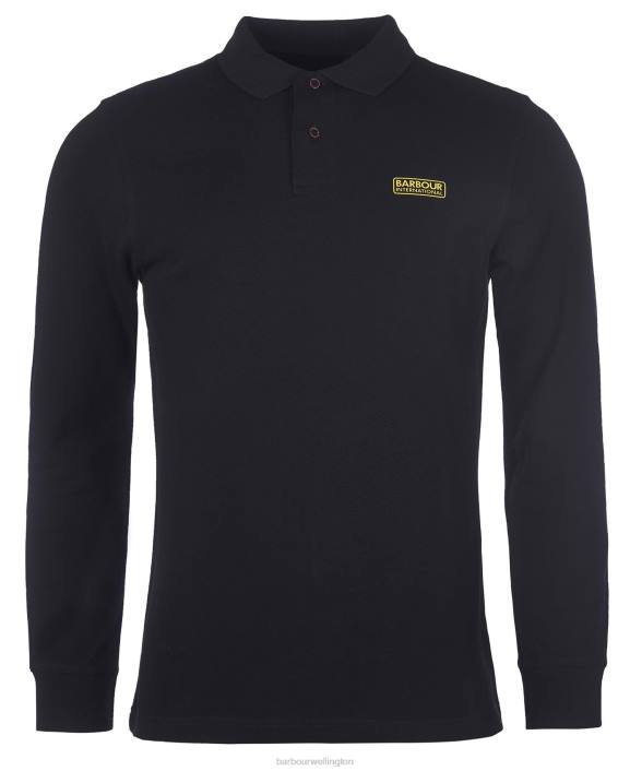 Men International Navy Barbour International Long Sleeved Polo Shirt 40VB662