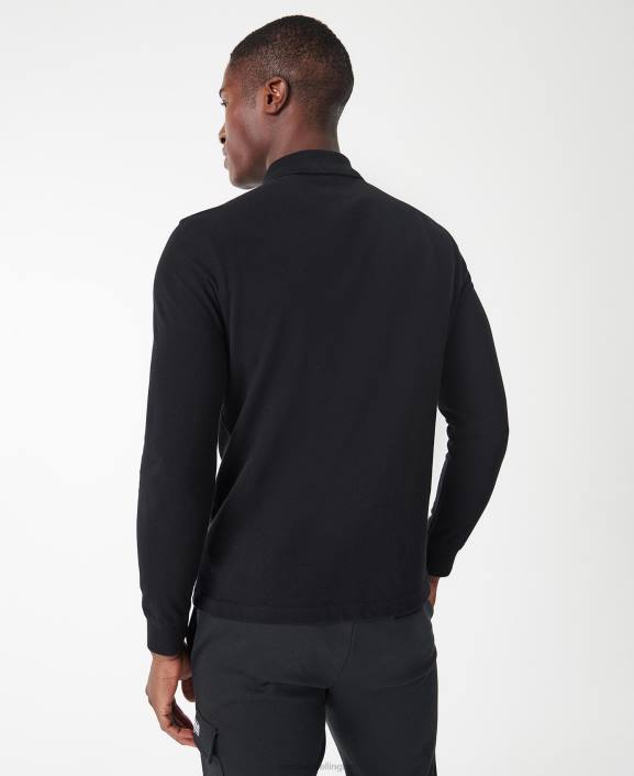 Men International Navy Barbour International Long Sleeved Polo Shirt 40VB662