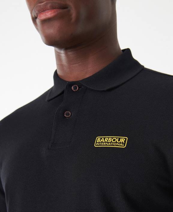 Men International Navy Barbour International Long Sleeved Polo Shirt 40VB662