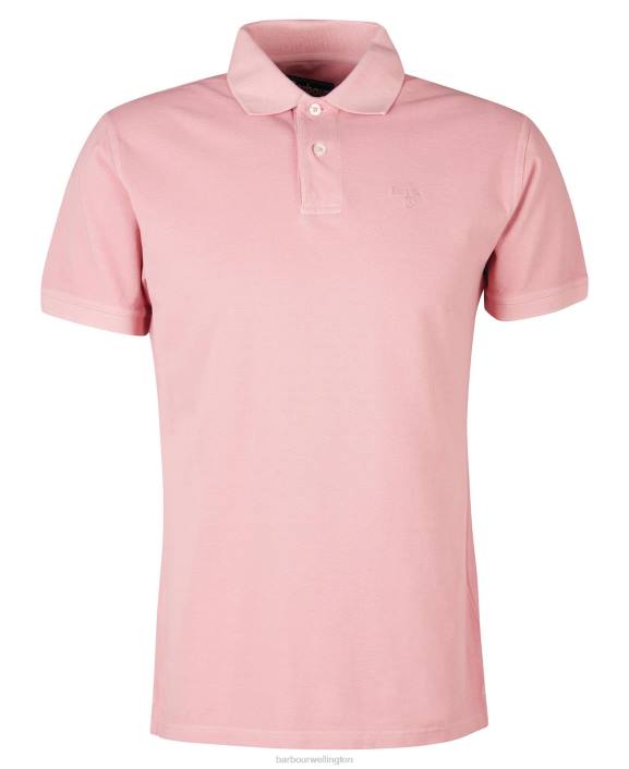 Men Pink Salt Barbour Wash Sports Polo Shirt 40VB548