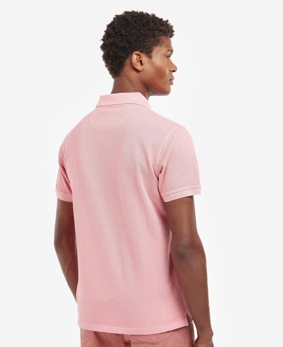 Men Pink Salt Barbour Wash Sports Polo Shirt 40VB548