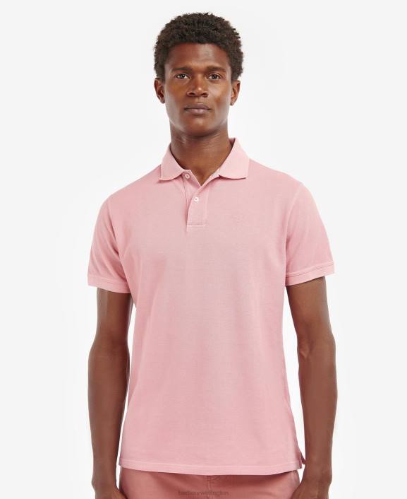 Men Pink Salt Barbour Wash Sports Polo Shirt 40VB548
