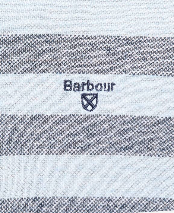 Men Powder Blue Barbour Thorley Striped Polo Shirt 40VB716