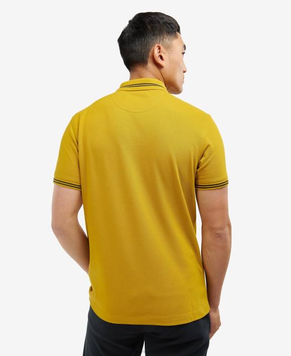 Men Powder Blue/White Barbour Essential Tipped Polo Shirt 40VB742