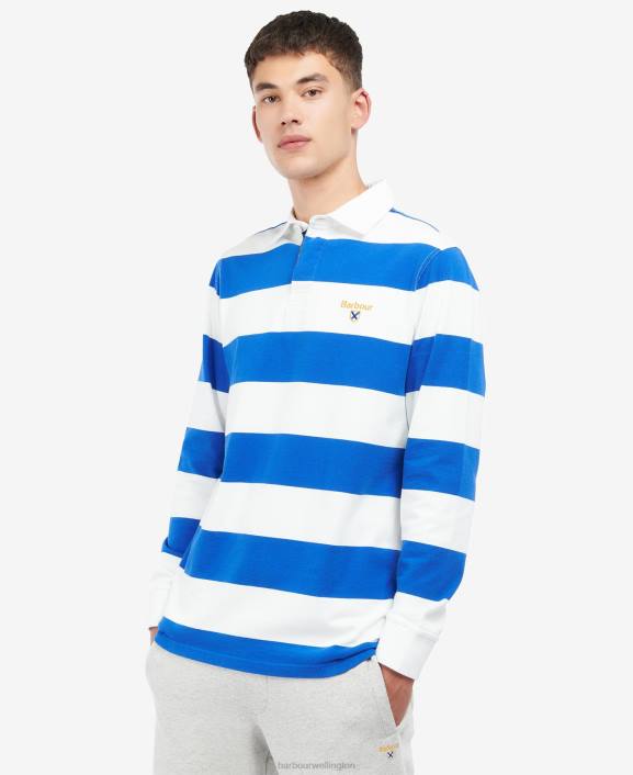 Men Whisper White Barbour Hollywell Striped Rugby Shirt 40VB725