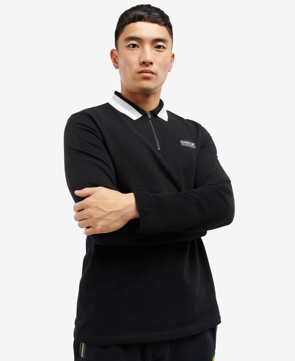 Men White Barbour Adisham Long Sleeve Polo Shirt 40VB681
