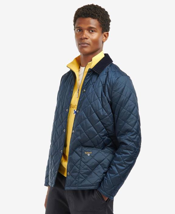 Men Military Brown/Summer Ivy Barbour Crested Herron Quilted Jacket 40VB114