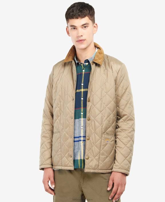 Men Military Brown/Summer Ivy Barbour Crested Herron Quilted Jacket 40VB158