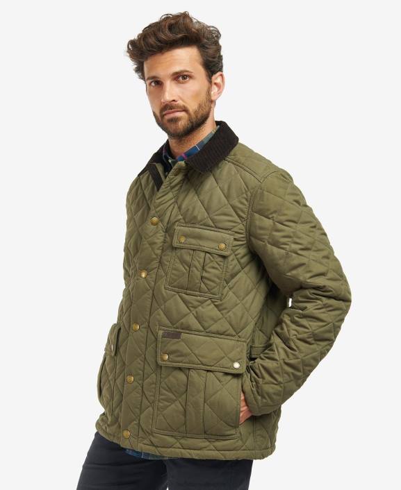 Men Navy/River Birch Tartan Barbour Horsley Quilted Jacket 40VB116