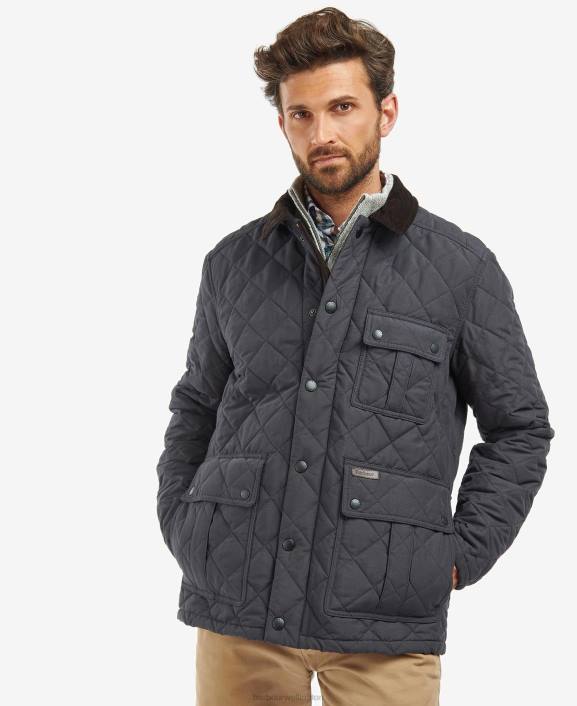 Men Navy/River Birch Tartan Barbour Horsley Quilted Jacket 40VB155