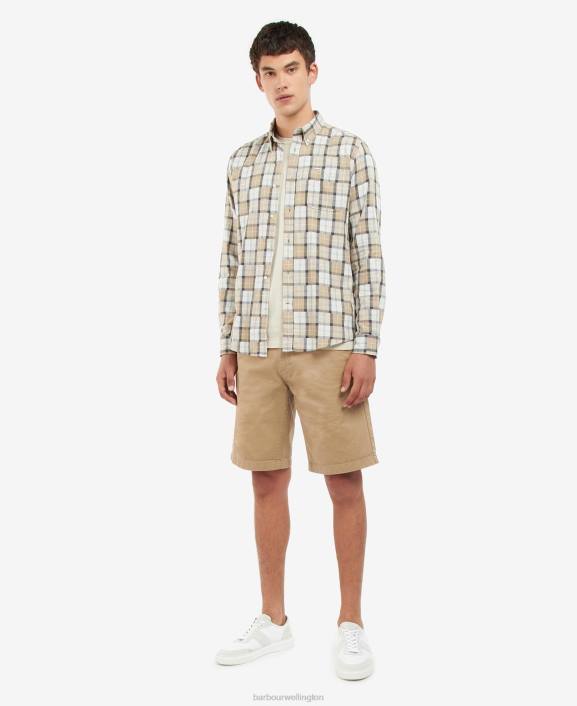 Men Amble Sand Barbour Tartan Patch Tailored Shirt 40VB480