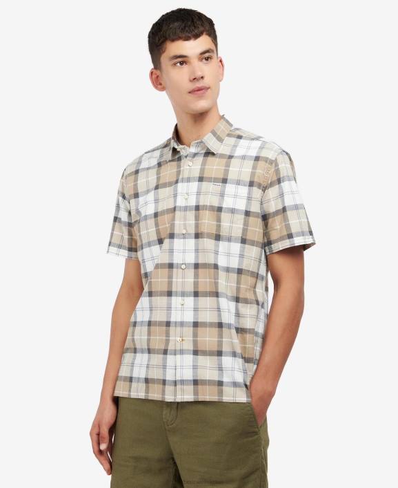 Men Amble Sand Tartan Barbour Gordon Short Sleeve Tailored Shirt 40VB442