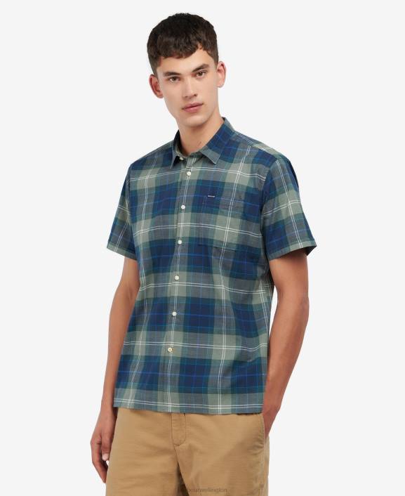Men Amble Sand Tartan Barbour Gordon Short Sleeve Tailored Shirt 40VB445